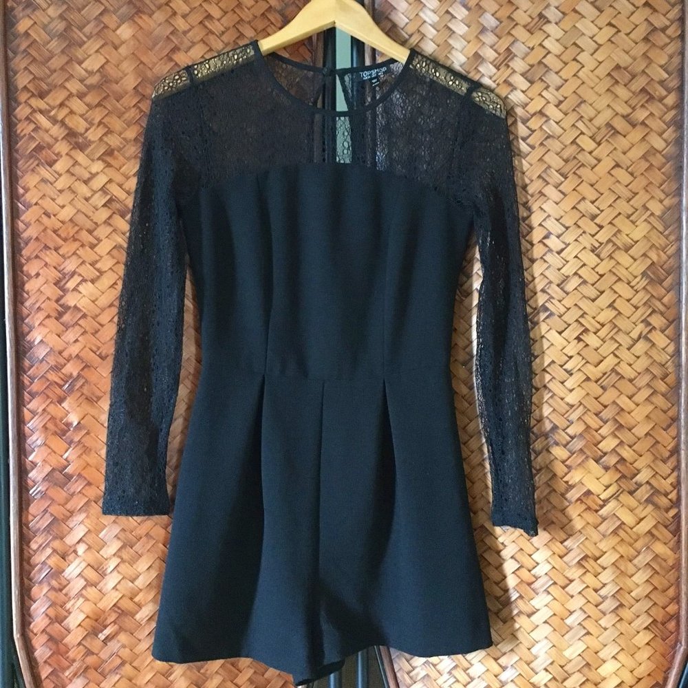 Topshop Vintage Y2K Whimsigoth Black Lace Romper Playsuit 2